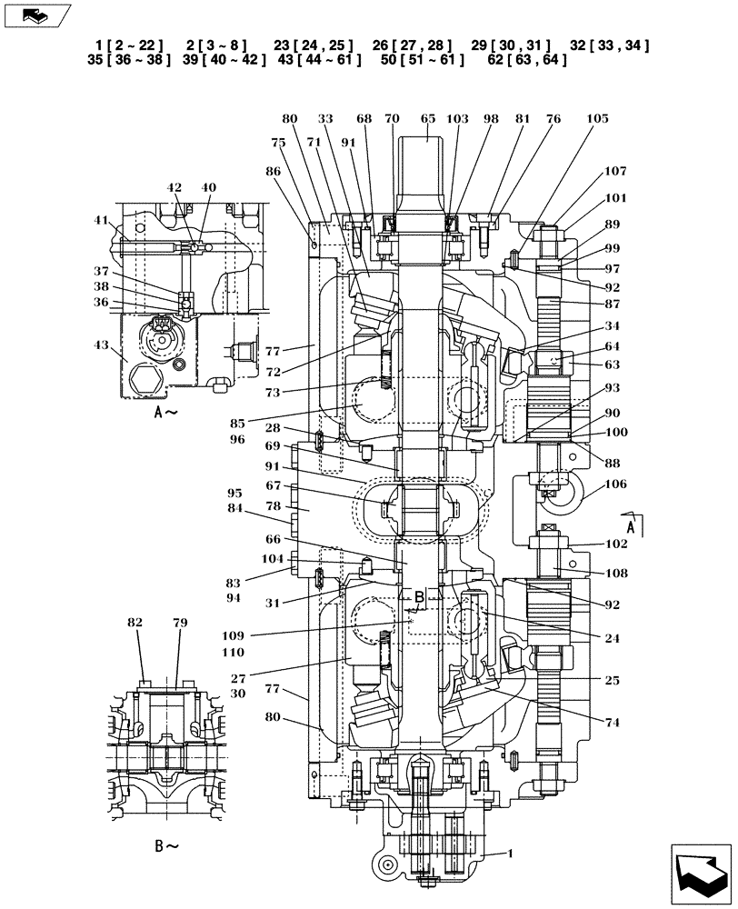 Схема запчастей Case CX235C SR - (35.106.02[01]) - HYDRAULIC PUMP (35) - HYDRAULIC SYSTEMS