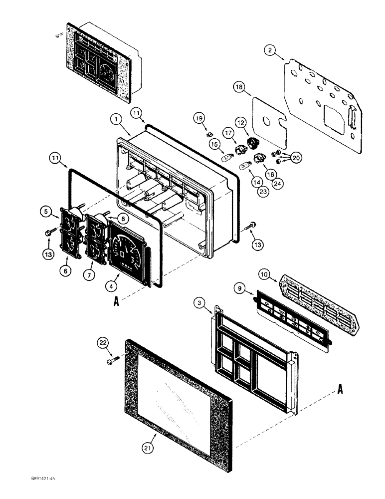 Схема запчастей Case 480F LL - (4-18) - D144970 INSTRUMENT CLUSTER (04) - ELECTRICAL SYSTEMS