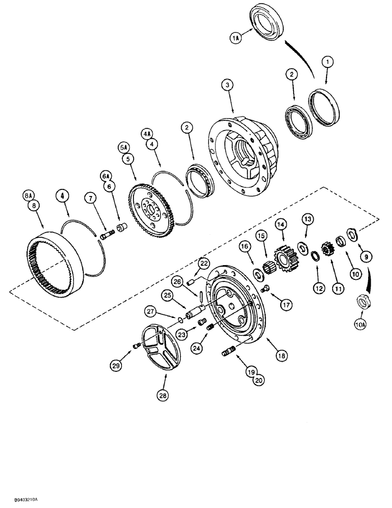 Схема запчастей Case 480F - (6-34) - D127440 FRONT DRIVE AXLE - CARRARO 710 NO. 118562, PLANETARY (06) - POWER TRAIN