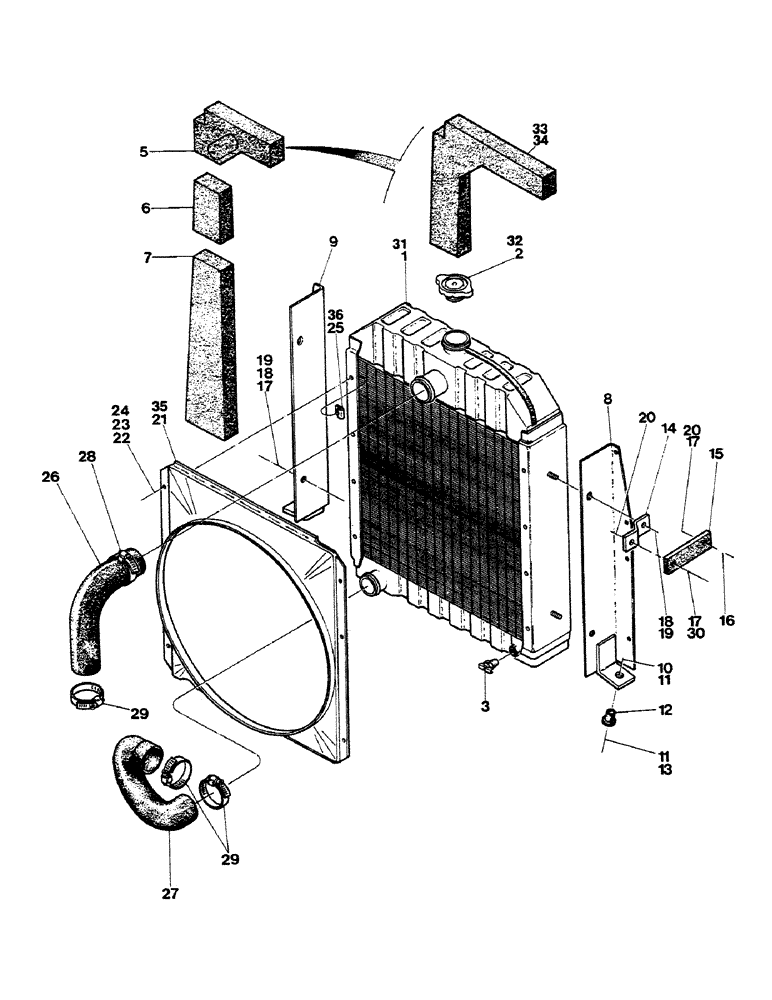 Схема запчастей Case 580G - (018) - ENGINE - RADIATOR, HOSES, AND MOUNTING PARTS (02) - ENGINE