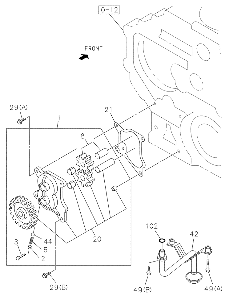 Схема запчастей Case CX250C - (02-023[00]) - OIL PUMP (02) - ENGINE