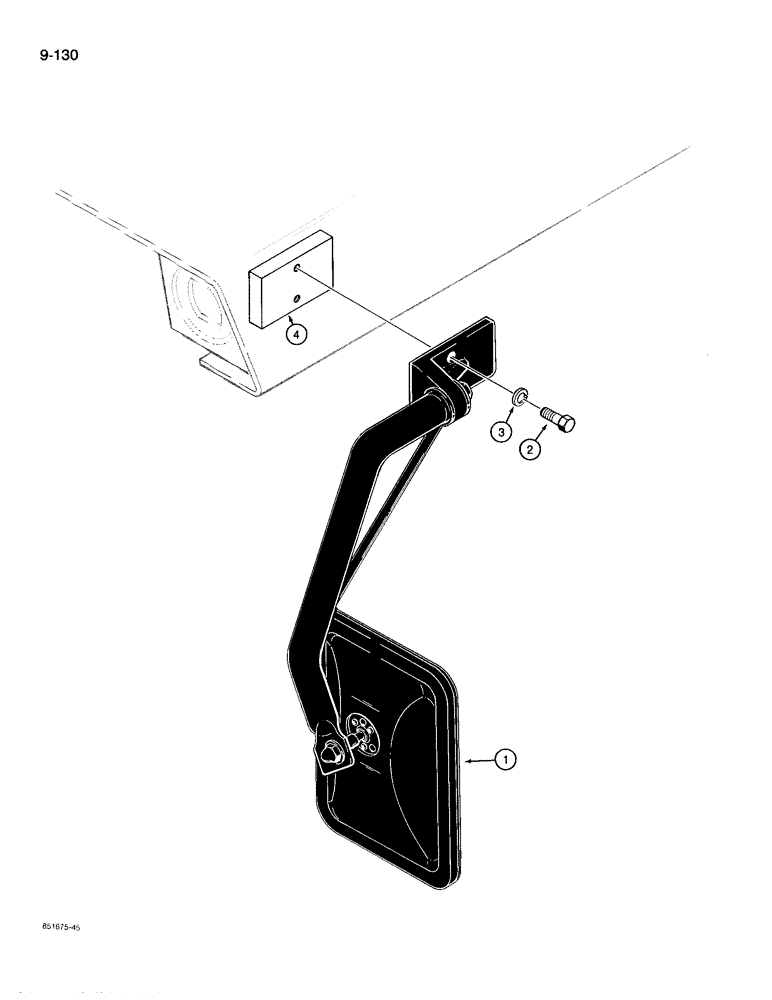 Схема запчастей Case 780D - (9-130) - REAR VIEW MIRROR, CAB AND CANOPY MODELS (09) - CHASSIS/ATTACHMENTS