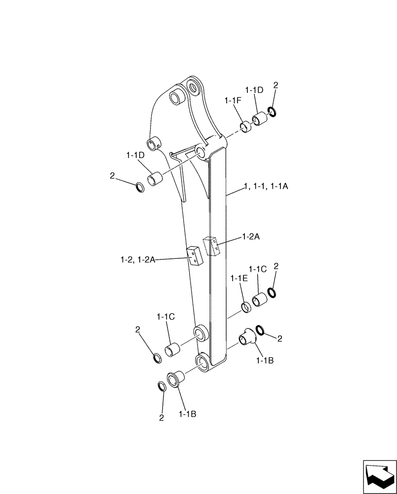 Схема запчастей Case CX17B - (03-013) - ARM 0.98M (84) - BOOMS, DIPPERS & BUCKETS