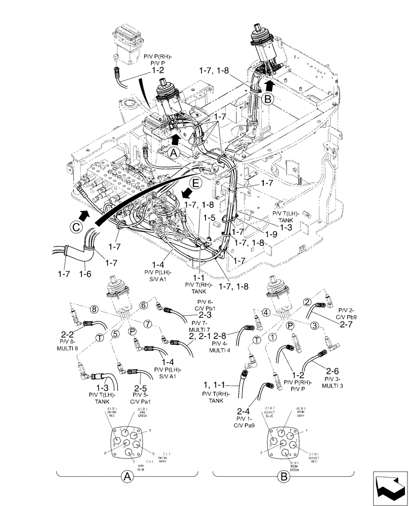 Схема запчастей Case CX17B - (01-037[01]) - CONTROL LINES, REMOTE - MULTI (35) - HYDRAULIC SYSTEMS