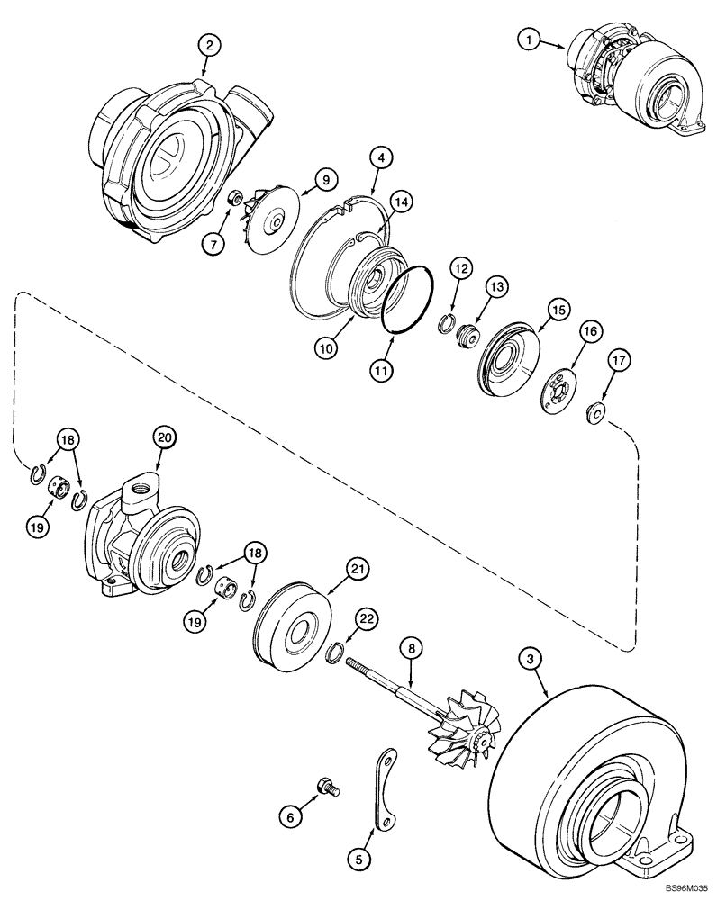 Схема запчастей Case 1150H_IND - (02-12) - TURBOCHARGER ASSY (02) - ENGINE