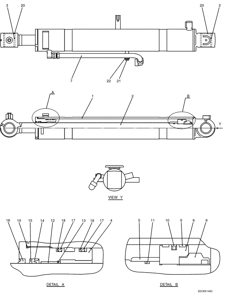 Схема запчастей Case CX50B - (07-038) - CYLINDER ASSY, BOOM (CAB) (PY01V00045F1) ELECTRICAL AND HYDRAULIC COMPONENTS