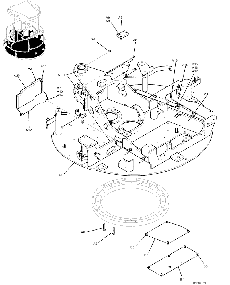 Схема запчастей Case CX50B - (01-001) - FRAME ASSY, UPPER (PH52F00058F1, PH24C00010F1) (05) - SUPERSTRUCTURE