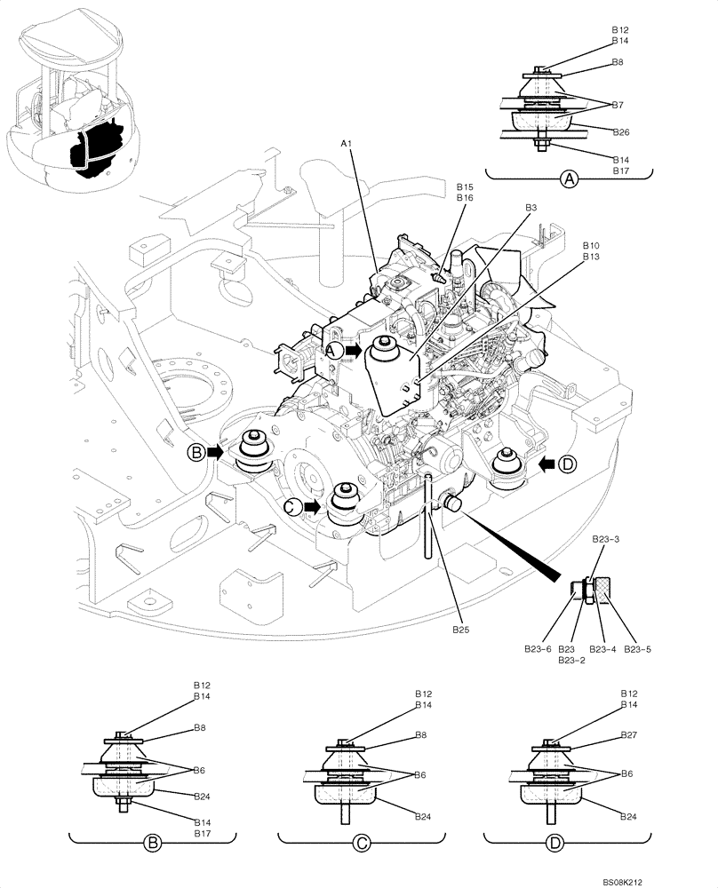 Схема запчастей Case CX50B - (05-002) - ENGINE INSTALLATION (COOLER) (PH02P00018F1, PH02P00019F1) OPTIONAL PARTS