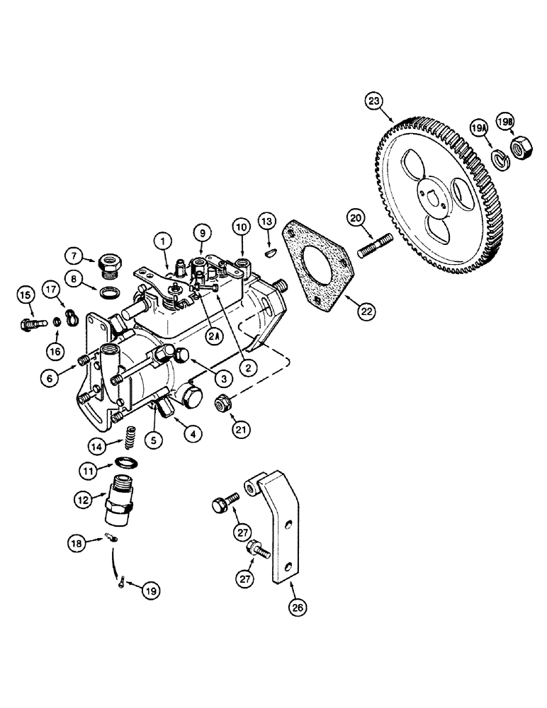 Схема запчастей Case 580SK - (3-20) - FUEL INJECTION PUMP AND DRIVE, 4-390 ENGINE (03) - FUEL SYSTEM