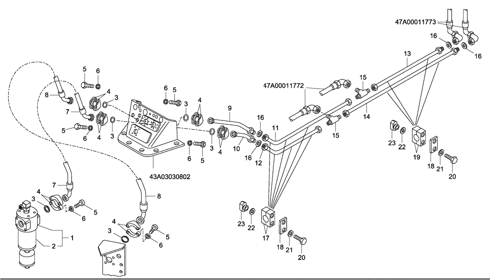 Схема запчастей Case 340 - (47A02011812[001]) - HYDAULIC BRAKE CIRCUIT - COOLING LINES (87550265) (09) - Implement / Hydraulics / Frame / Brakes