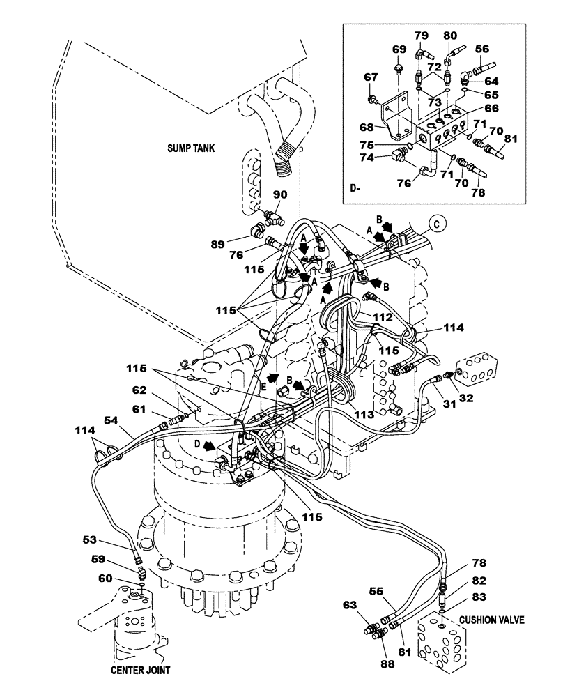 Схема запчастей Case CX470C - (08-038-01[01]) - HYDRAULIC CIRCUIT - PILOT - LEAK-OFF RETURN (07) - HYDRAULIC SYSTEM