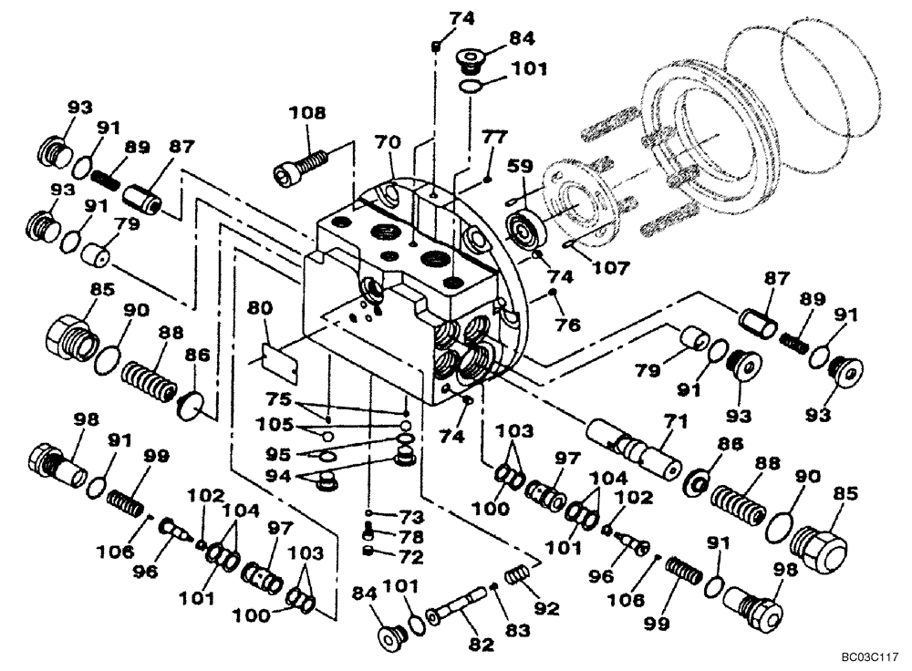 Схема запчастей Case CX75SR - (06-04) - VALVE ASSY, RELIEF - MOTOR, HYDRAULIC (06) - POWER TRAIN