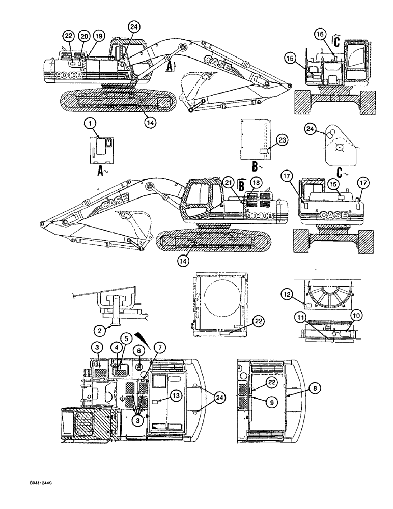 Схема запчастей Case 9040B - (9-136) - DECALS - FRENCH LANGUAGE, WARNING, DANGER AND MISCELLANEOUS (09) - CHASSIS