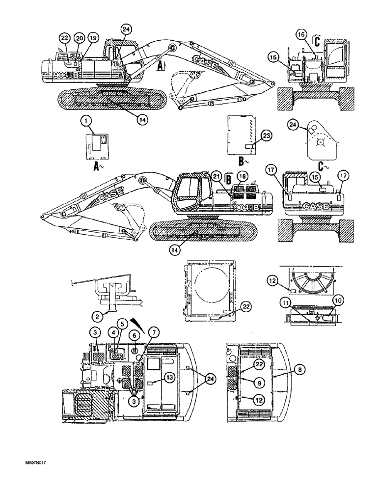 Схема запчастей Case 9045B - (9-108) - DECALS - ENGLISH LANGUAGE, WARNING, DANGER AND MISCELLANEOUS (09) - CHASSIS