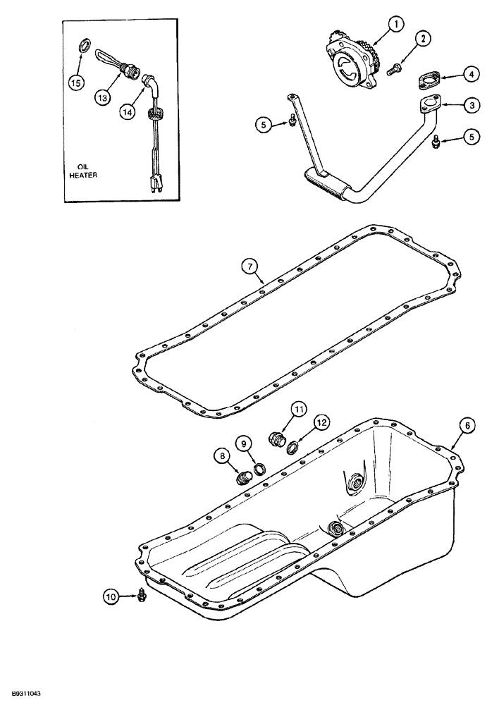 Схема запчастей Case 850G - (2-34) - OIL PUMP AND OIL PAN (PRIOR TO P.I.N. JJG0254015, EXCEPT FOR JJG0254005 TO JJG0254009) (01) - ENGINE