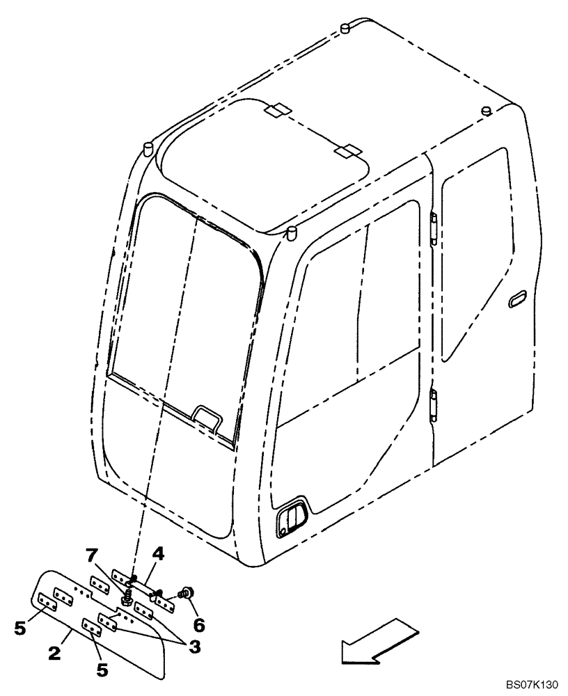 Схема запчастей Case CX210B - (09-34-01) - SUNVISOR (09) - CHASSIS/ATTACHMENTS