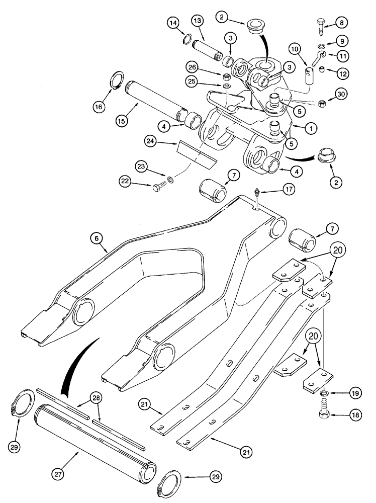 Схема запчастей Case 460 - (9-96) - PLOW SWING TOWER, LOWER LINK AND SKID SHOES, P75 PLOW (09) - CHASSIS/ATTACHMENTS