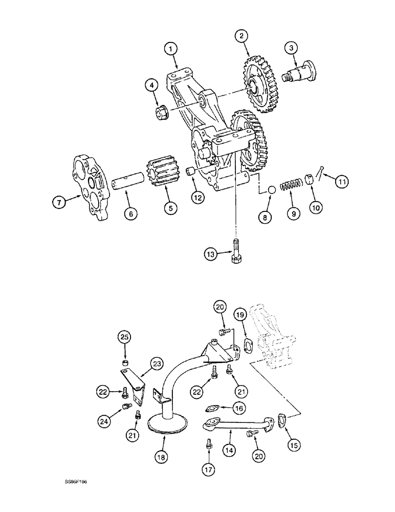 Схема запчастей Case 9060B - (2-28) - OIL PUMP AND STRAINER, 6D22-TC ENGINE (02) - ENGINE