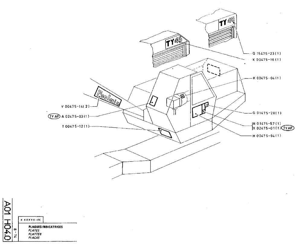 Схема запчастей Case TY45 - (A01 H04.0) - PLATES (05) - UPPERSTRUCTURE CHASSIS