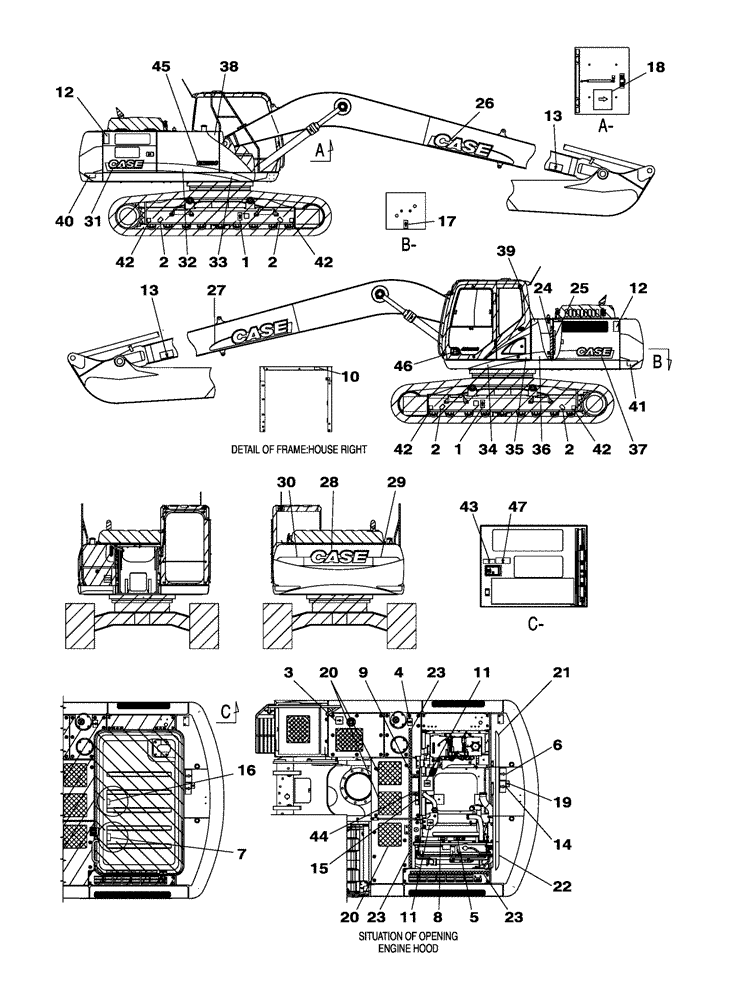 Схема запчастей Case CX250C - (09-053A[00]) - DECALS - CX250C LR (09) - CHASSIS/ATTACHMENTS