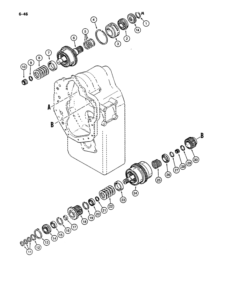 Схема запчастей Case W11B - (6-046) - CLARK TRANSMISSION, FORWARD, REVERSE, AND SECOND GEARS (06) - POWER TRAIN