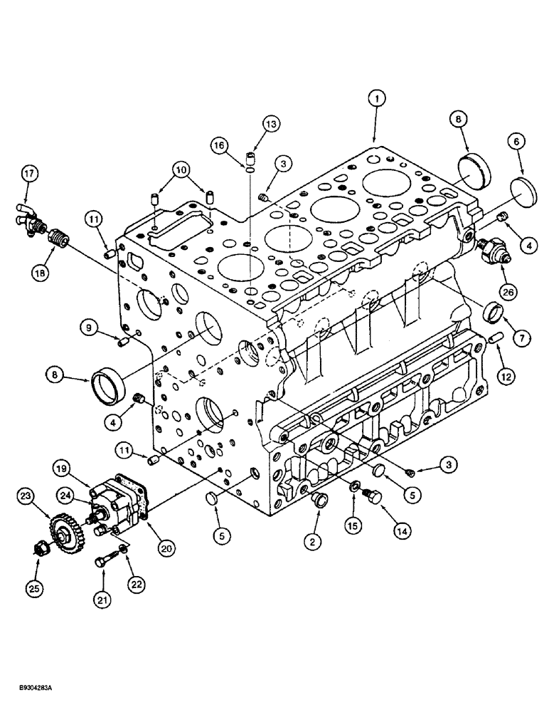 Схема запчастей Case 560 - (2-21A) - CYLINDER BLOCK ASSEMBLY, KUBOTA V2203IDI ENGINE, P.I.N. JAF0295741 AND AFTER (02) - ENGINE