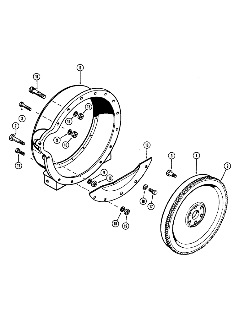 Схема запчастей Case 475 - (018) - FLYWHEEL AND HOUSING, (301B) DIESEL ENGINE (10) - ENGINE