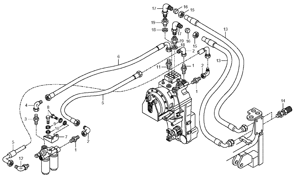 Схема запчастей Case 330 - (05A01010544[01]) - ENGINE - GEARBOX OIL COOLING SYSTEM HYDRAULIC CIRCUIT (87449906) (01) - ENGINE