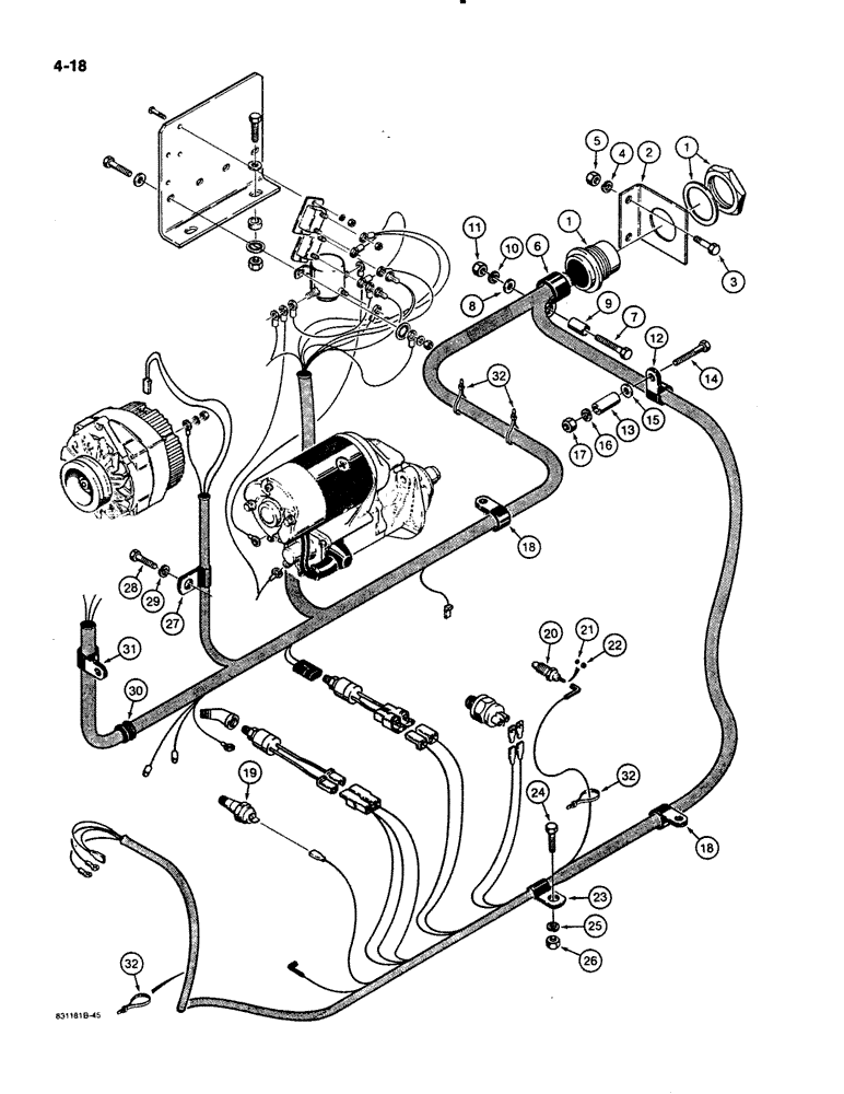 Схема запчастей Case W11B - (4-018) - ELECTRICAL SYSTEM, REAR ELECTRICAL HARNESS, PRIOR TO P.I.N. 9154401 (04) - ELECTRICAL SYSTEMS