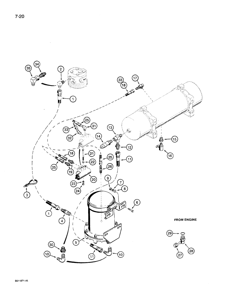 Схема запчастей Case 621 - (7-20) - AIR DRYER SYSTEM AND GOVERNOR TO TEE AT AIR RESERVOIR (07) - BRAKES