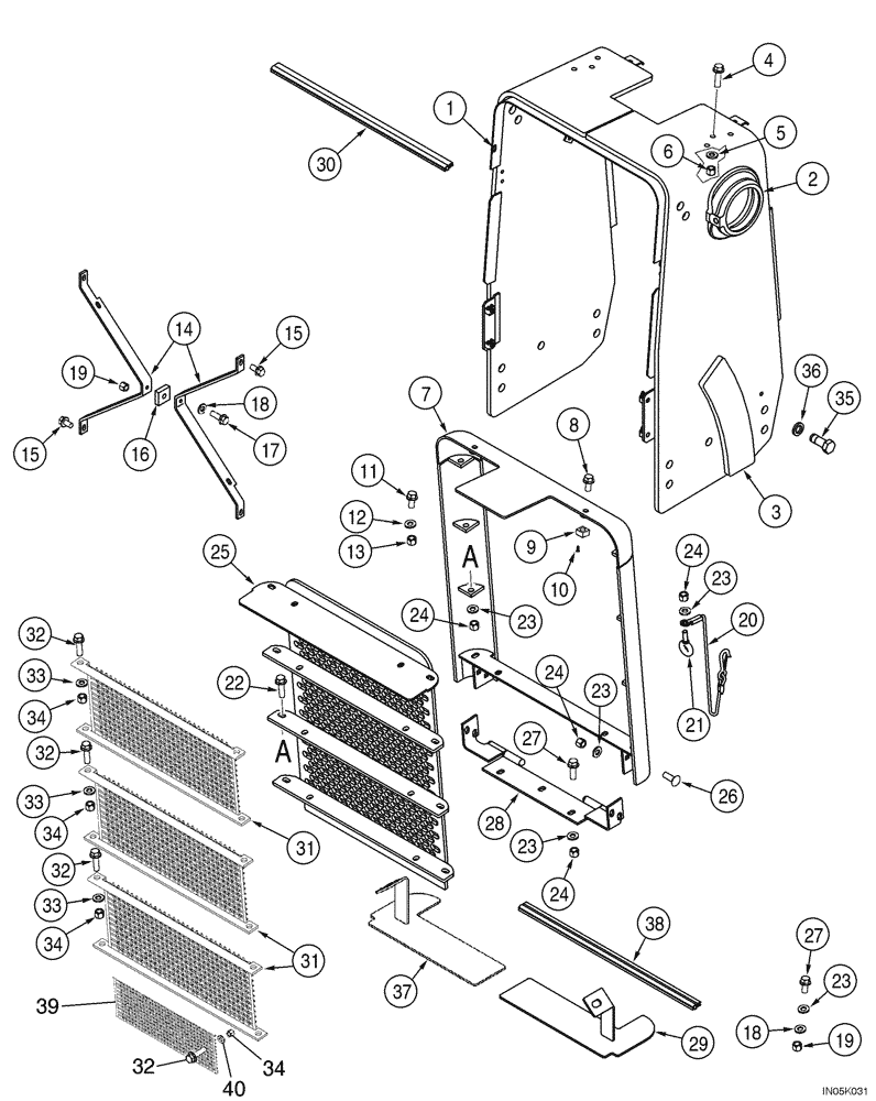 Схема запчастей Case 1150H_IND - (09-15) - GUARD, RADIATOR - GRILLE AND SCREEN (09) - CHASSIS/ATTACHMENTS