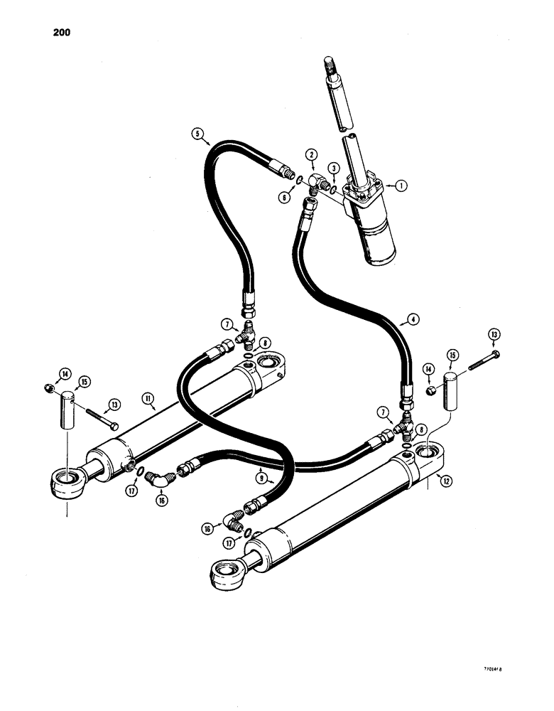 Схема запчастей Case W24C - (200) - STEERING HYDRAULIC CIRCUIT, STEERING CONTROL VALVE TO CYLINDERS (05) - STEERING