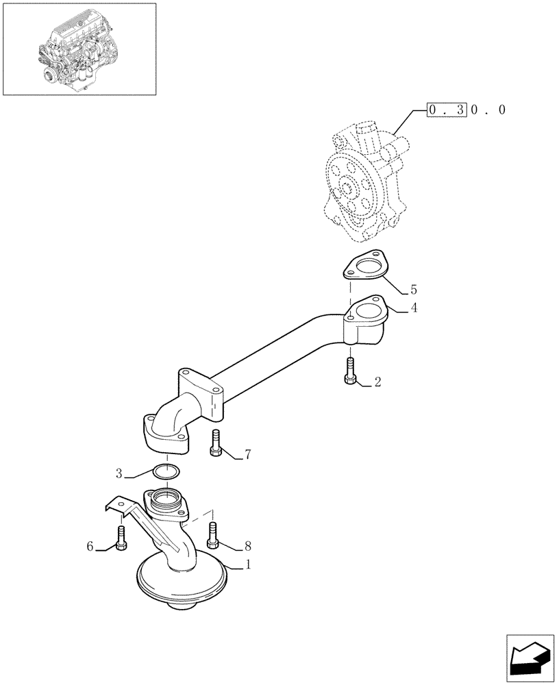 Схема запчастей Case F3AE0684D B005 - (0.30.5[01]) - OIL PUMP PIPING (500387388) 