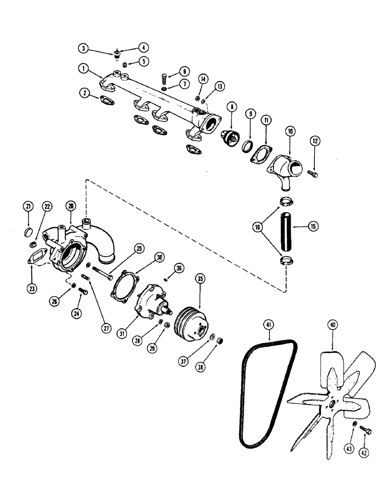 Схема запчастей Case W7E - (007A) - WATER PUMP & ATTACHING PARTS, (301B) SPARK IGNITION ENGINE (02) - ENGINE