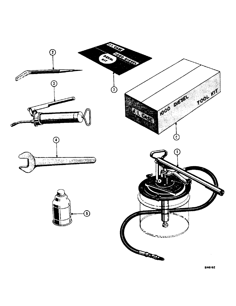 Схема запчастей Case 1000 - (184) - TOOLS, GREASE GUN, AND DECALS (05) - UPPERSTRUCTURE CHASSIS