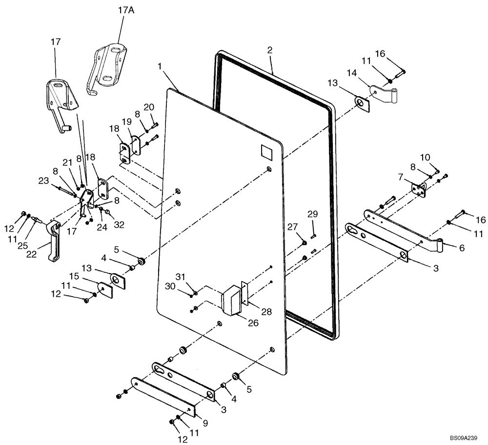 Схема запчастей Case 521E - (09-66) - CAB - WINDOW, RIGHT-HAND-UPPER (09) - CHASSIS