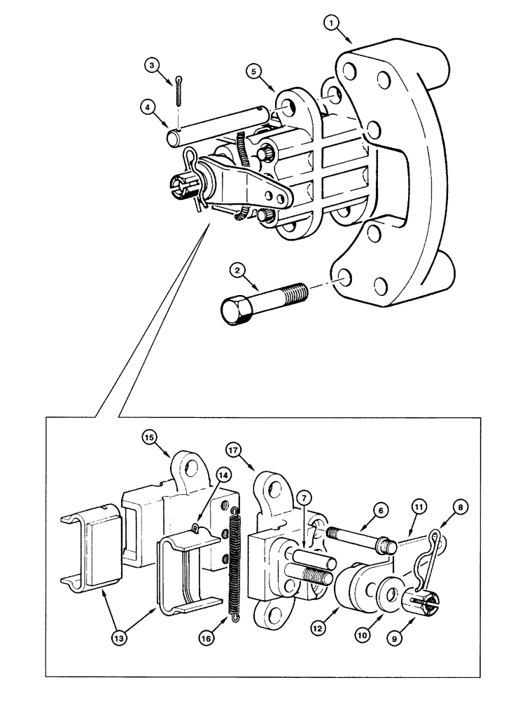 Схема запчастей Case 845 - (07.04[00]) - TRANSMISSION CALIPER (07) - BRAKES