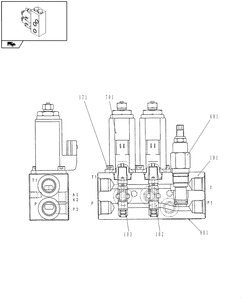 Схема запчастей Case CX31B - (5.0604[25]) - CONTROL LINES VALVE (HEATER&COOLER, CAB) - 747939020 (35) - HYDRAULIC SYSTEMS