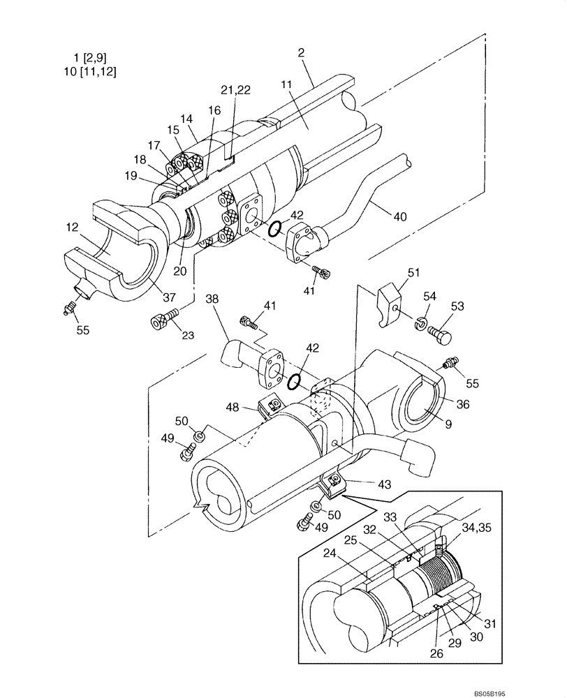 Схема запчастей Case CX225SR - (08-59) - CYLINDER ASSY - BUCKET (08) - HYDRAULICS