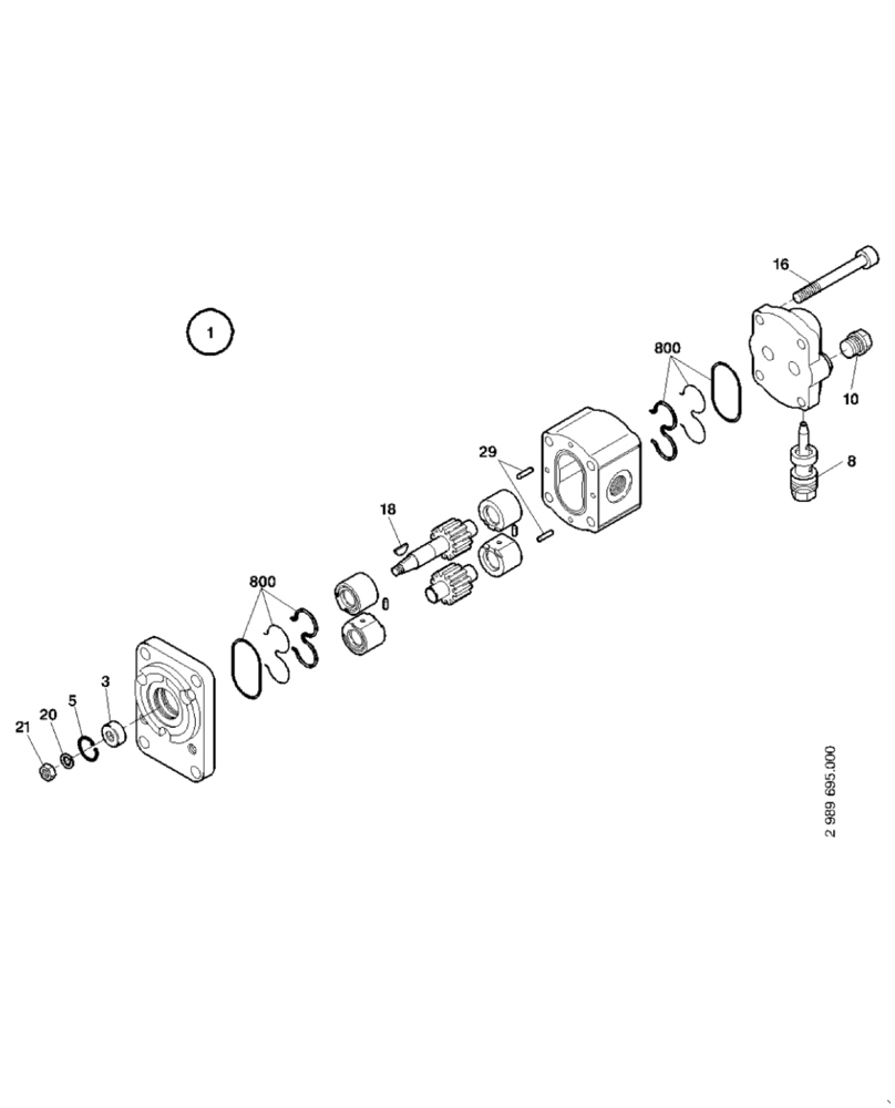 Схема запчастей Case 21E - (22.130[2989695000]) - GEAR MOTOR (RADIATOR FAN) (35) - HYDRAULIC SYSTEMS