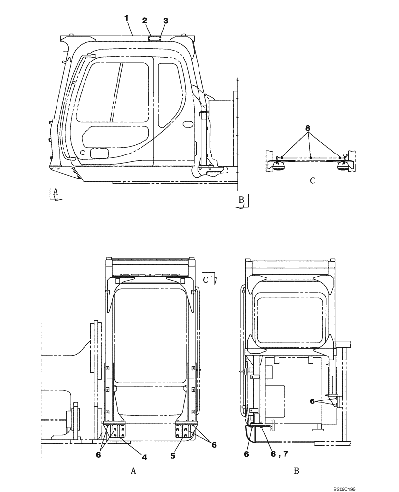 Схема запчастей Case CX800 - (09-049-00[01]) - CAB GUARD (09) - CHASSIS