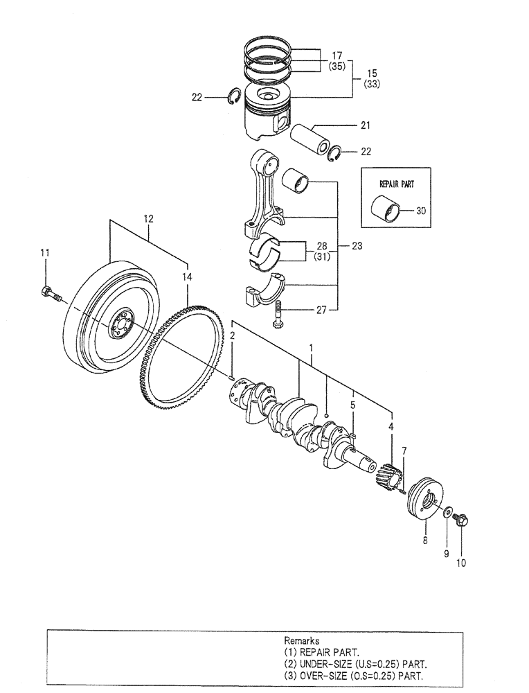 Схема запчастей Case CX50B - (08-008) - CRANKSHAFT & PISTON ENGINE COMPONENTS