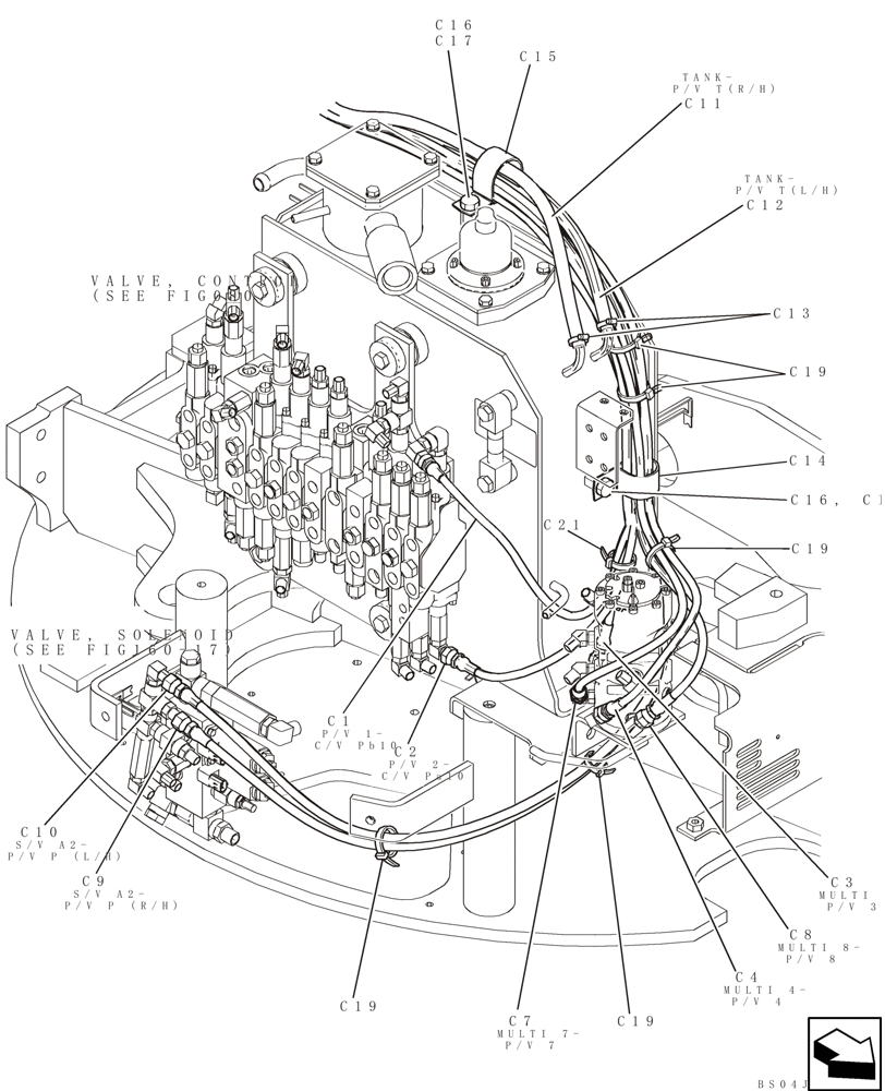 Схема запчастей Case CX36B - (141-60[2]) - CONTROL LINES (NIBBLER & BREAKER) (35) - HYDRAULIC SYSTEMS