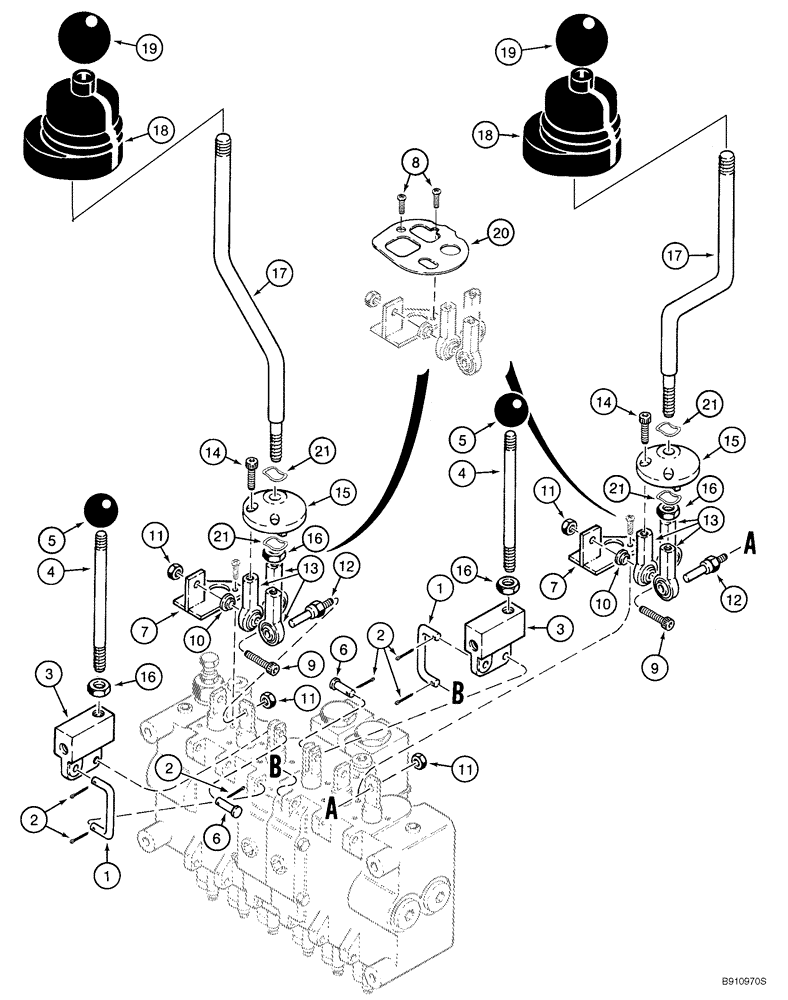 Схема запчастей Case 95XT - (08-27) - VALVE, CONTROL - BACKHOE (NORTH AMERICA) (08) - HYDRAULICS