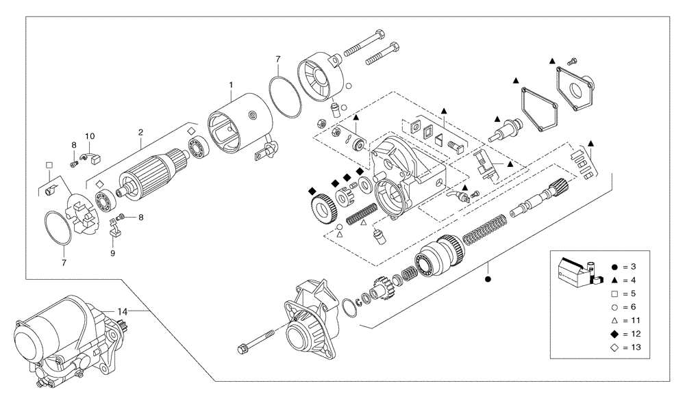 Схема запчастей Case 330B - (01D00000001[001]) - STARTER ASSY (504042667) (01) - ENGINE