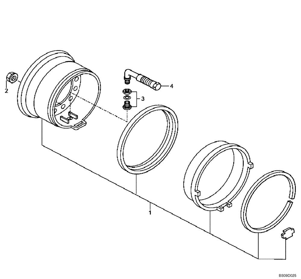 Схема запчастей Case 330B - (34A00000647[001]) - WHEEL RIMS 19.5 X 25 (P.I.N. HHD0330BN7PG57000 AND AFTER) (89500426281) (11) - AXLES/WHEELS