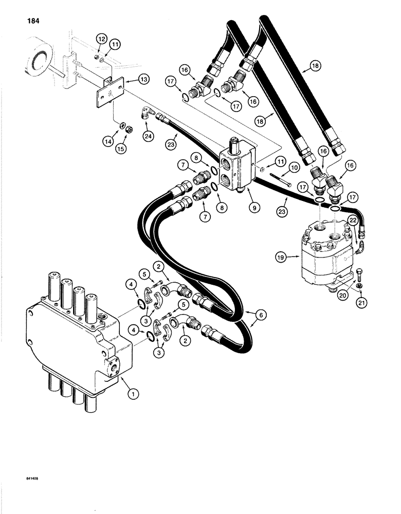 Схема запчастей Case 1280B - (184) - SWING MOTOR HYDRAULIC CIRCUIT (08) - HYDRAULICS