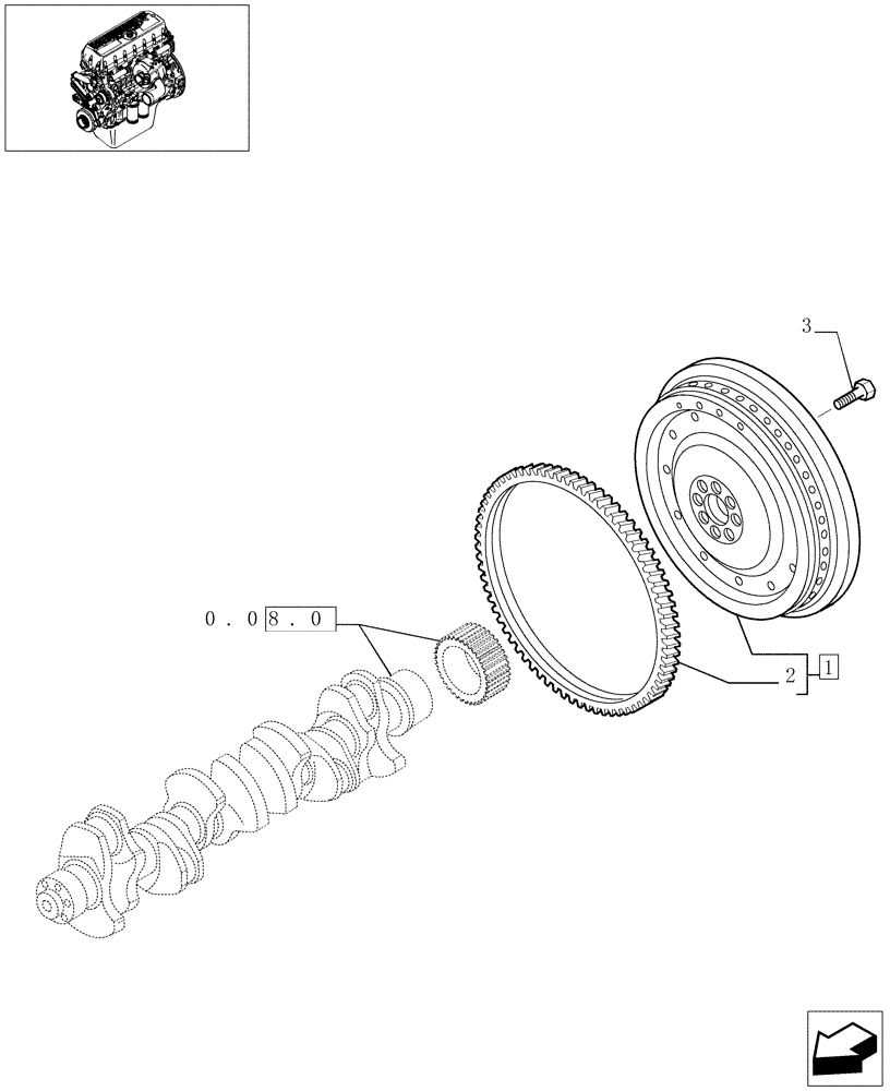 Схема запчастей Case F3BE0684E B003 - (0.08.3[01]) - FLYWHEEL (504053886) 