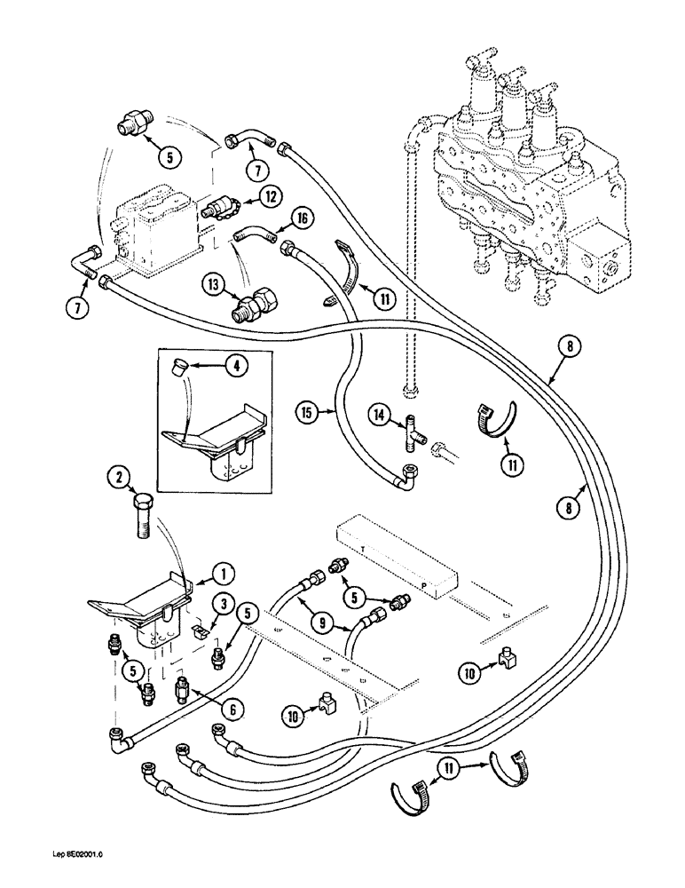 Схема запчастей Case 1088 - (8E-08) - HYDRAULIC CONTROL CIRCUIT, TO HYDRAULIC HAMMER CONTROL VALVE (08) - HYDRAULICS