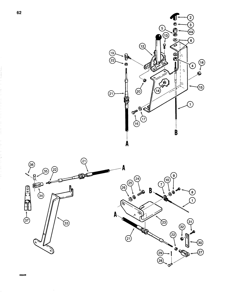 Схема запчастей Case 1280 - (062) - THROTTLE AND FUEL SHUTOFF CONTROLS (01) - ENGINE